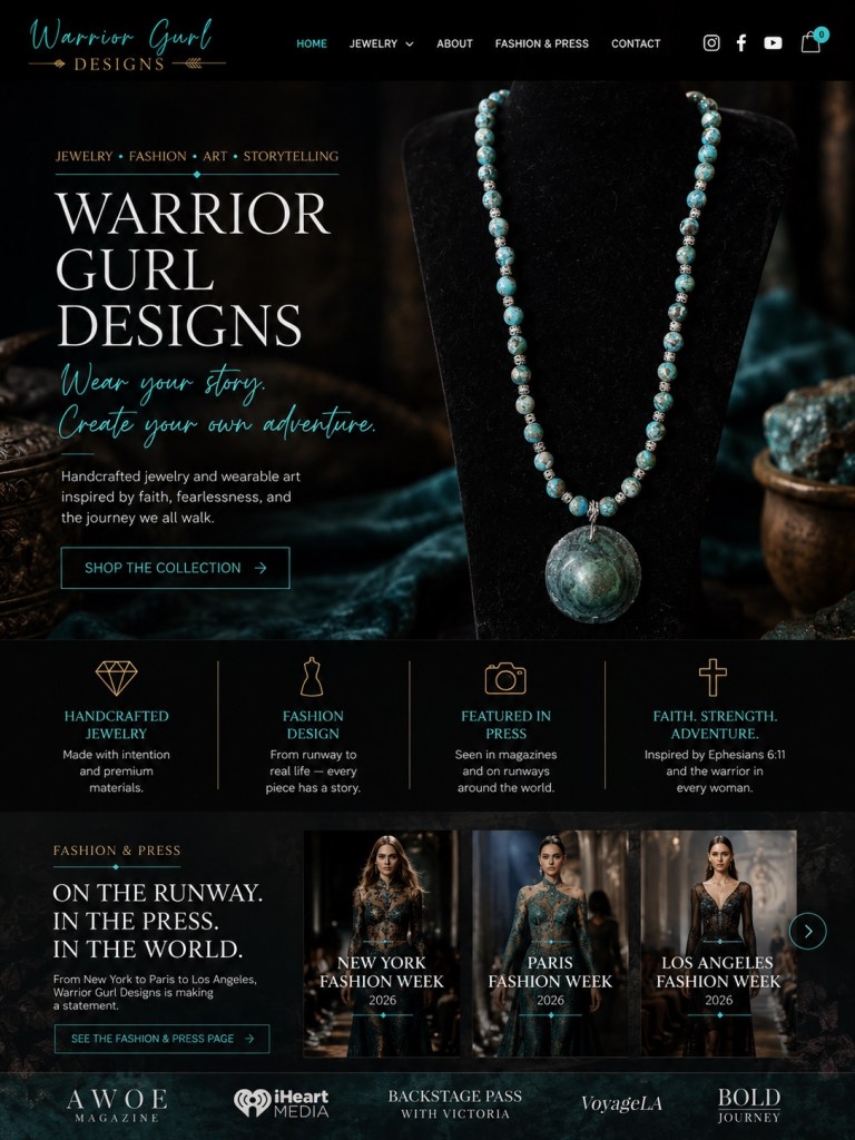 Warrior Gurl Designs website vision mockup